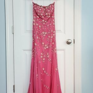 Sean Collection Pink Floral Iridescent Sequin Gown